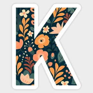 Whimsical Floral Letter K Sticker